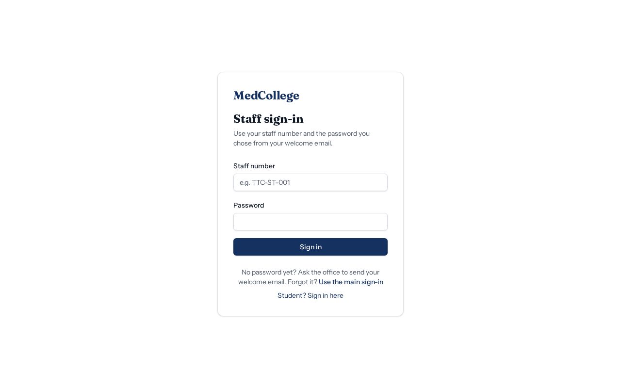 Staff sign-in